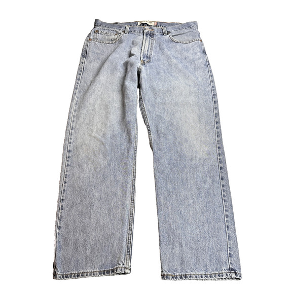 Levis 505 Jeans Mens 36x30 Blue Regular Fit Denim Medium Wash Classic Zip Fly - Picture 1 of 13